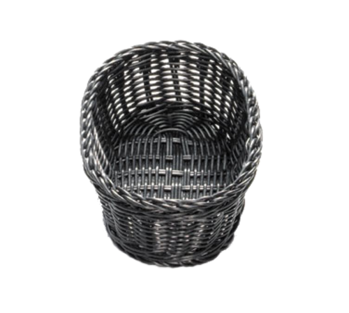 Tablecraft M2474 Ridal Black Oval Rattan Basket | 9 1/4" x 6 1/4" x 3 1/4"