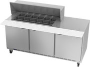 Beverage Air SPE72HC-18M 72" 3 Door Mega Top Refrigerated Sandwich Prep Table | (18) 1/6 Pan