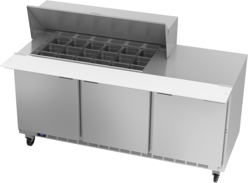 Beverage Air SPE72HC-18M 72" 3 Door Mega Top Refrigerated Sandwich Prep Table | (18) 1/6 Pan