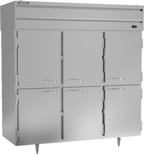 Beverage Air PRD3HC-1AHS 78" 12-Solid Half Door Pass Thru Refrigerator | 73.99 Cu. Ft.
