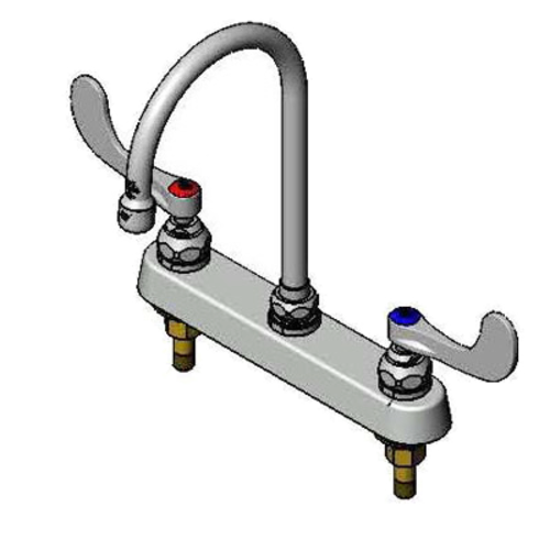 T&S Brass B-1142-04 8" Center Deck Mount Workboard Faucet w/ Gooseneck Spout