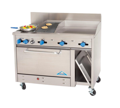 Comstock-Castle F3430-18-1.5RB 48" Gas 2-Burner, Griddle  & Charbroiler Range w/ 31" Oven & Cabinet Base | 198,000 BTU