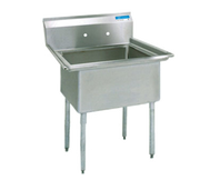 BK Resources BKS-1-18-12 1 Compartment Sink without Drainboard - Galvanized Legs | 23" Length