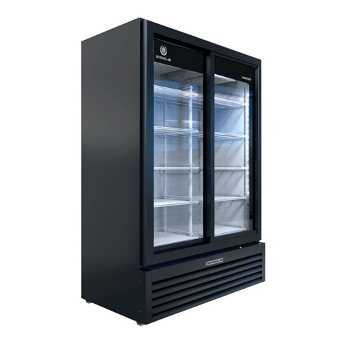 Beverage Air MT53-1-SDB 54.25" 2 Sliding Glass Door Black Merchandiser Refrigerator | 41.66 Cu. Ft.