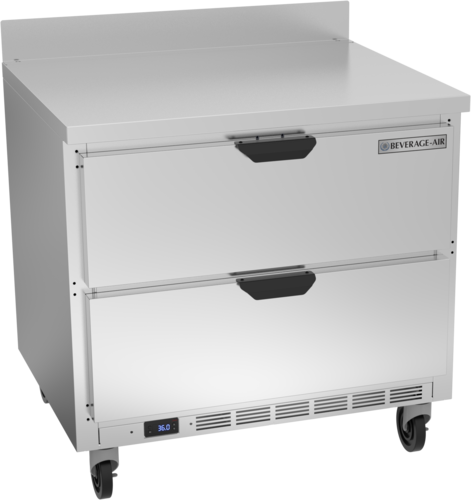 Beverage Air WTRD36AHC-2 36" 2 Drawer Worktop Refrigerator with Removable Backsplash | 8.5 Cu. Ft.