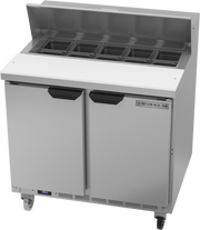 Beverage Air SPE36HC-10 36" 2 Door Rear Mount Refrigerated Sandwich Prep Table | (10) 1/6 Pan