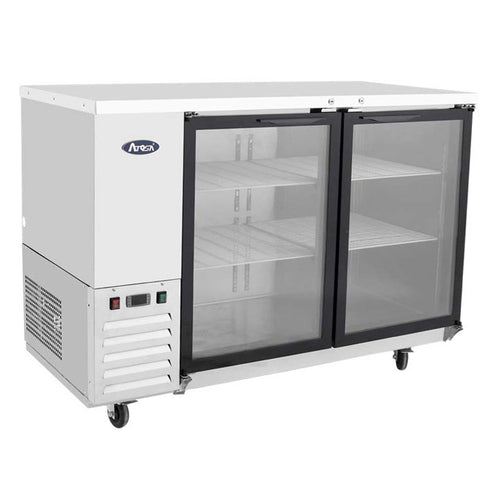 Atosa SBB48GGRAUS 48" 2-Glass Door Shallow Stainless Steel Back Bar Cooler | 11.5 Cu. Ft.