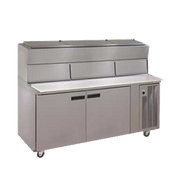 Delfield 18672PDLP LiquiTec 72" 2 Door Dual Rail Refrigerated Pizza Prep Table | (6) 12" x 20" Pan