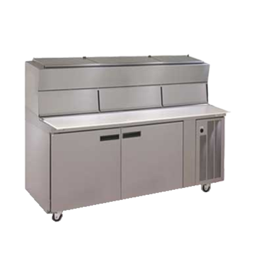 Delfield 18672PDLP LiquiTec 72" 2 Door Dual Rail Refrigerated Pizza Prep Table | (6) 12" x 20" Pan