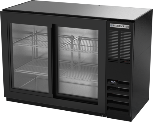Beverage Air BB48HC-1-GS-B 48" 2 Sliding Glass Door Black Back Bar Cooler | 12.4 Cu. Ft.