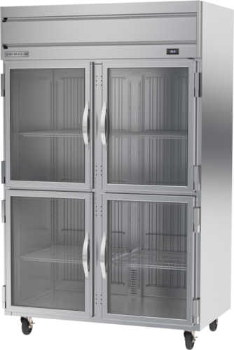Beverage Air HRPS2HC-1HG 52" 4 Glass Half Door Top Mount Reach In Refrigerator | 46.88 Cu. Ft.