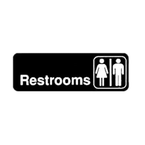Winco SGN-313 Unisex "Restrooms" Sign | 3" x 9" White on Black