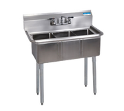 BK Resources BKS-3-1014-10 3 Compartment Sink without Drainboard - Galvanized Legs | 35.5" Length