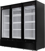 Beverage Air MT72-1B 78.75" 3 Swing Glass Door Black Merchandiser Refrigerator | 66.3 Cu. Ft.