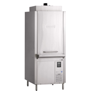 Commercial refrigerator with digital display on a white background