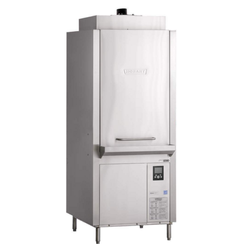 Commercial refrigerator with digital display on a white background