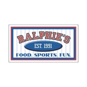 Logo of Ralphie's with text 'Ralphie's, Est. 1991, Food, Sports, Fun' on a white background.