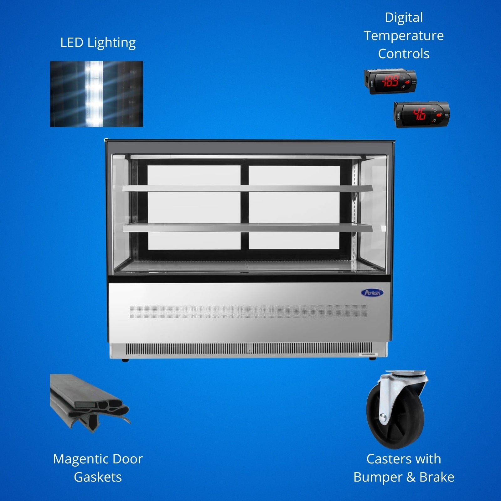 Atosa RDCS-60 59" Square Refrigerated Display Case | 20.2 Cu. Ft.