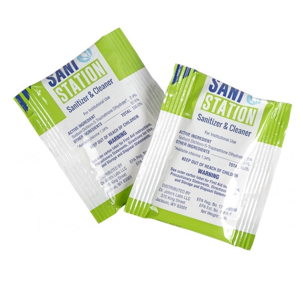 San Jamar SANIS05-100 0.5 oz Sani Station Sanitizer/Cleaner Packet | Pack of 100