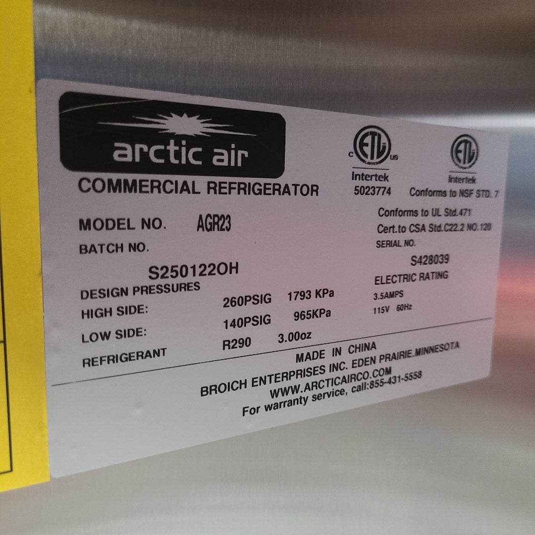 Artic Air AGR23 27" 1-Glass Door Reach-In Refrigerator (Scratch & Dent 8039)