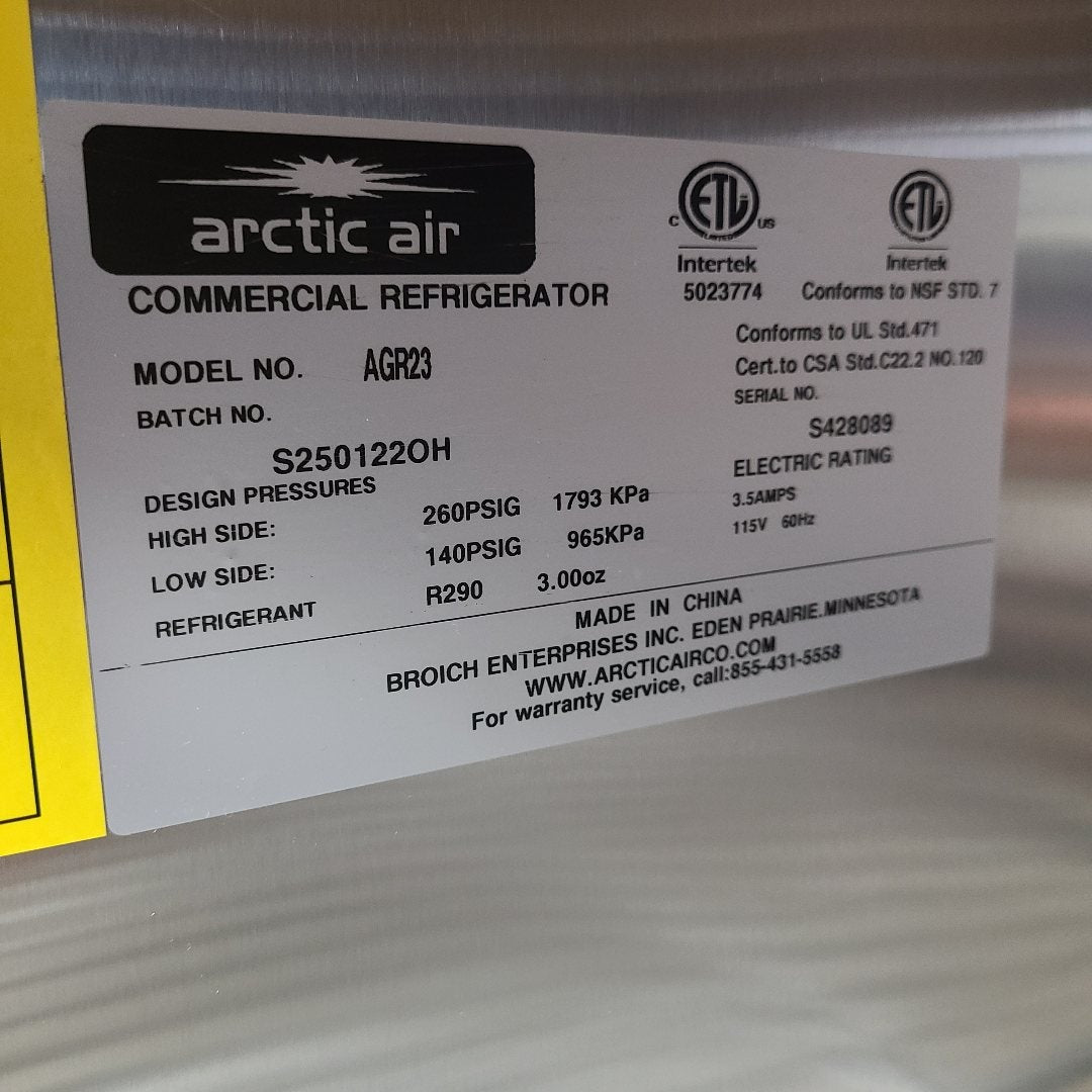 Arctic Air AGR23 27" 1 Door Glass Commercial Refrigerator (Scratch & Dent 8089)