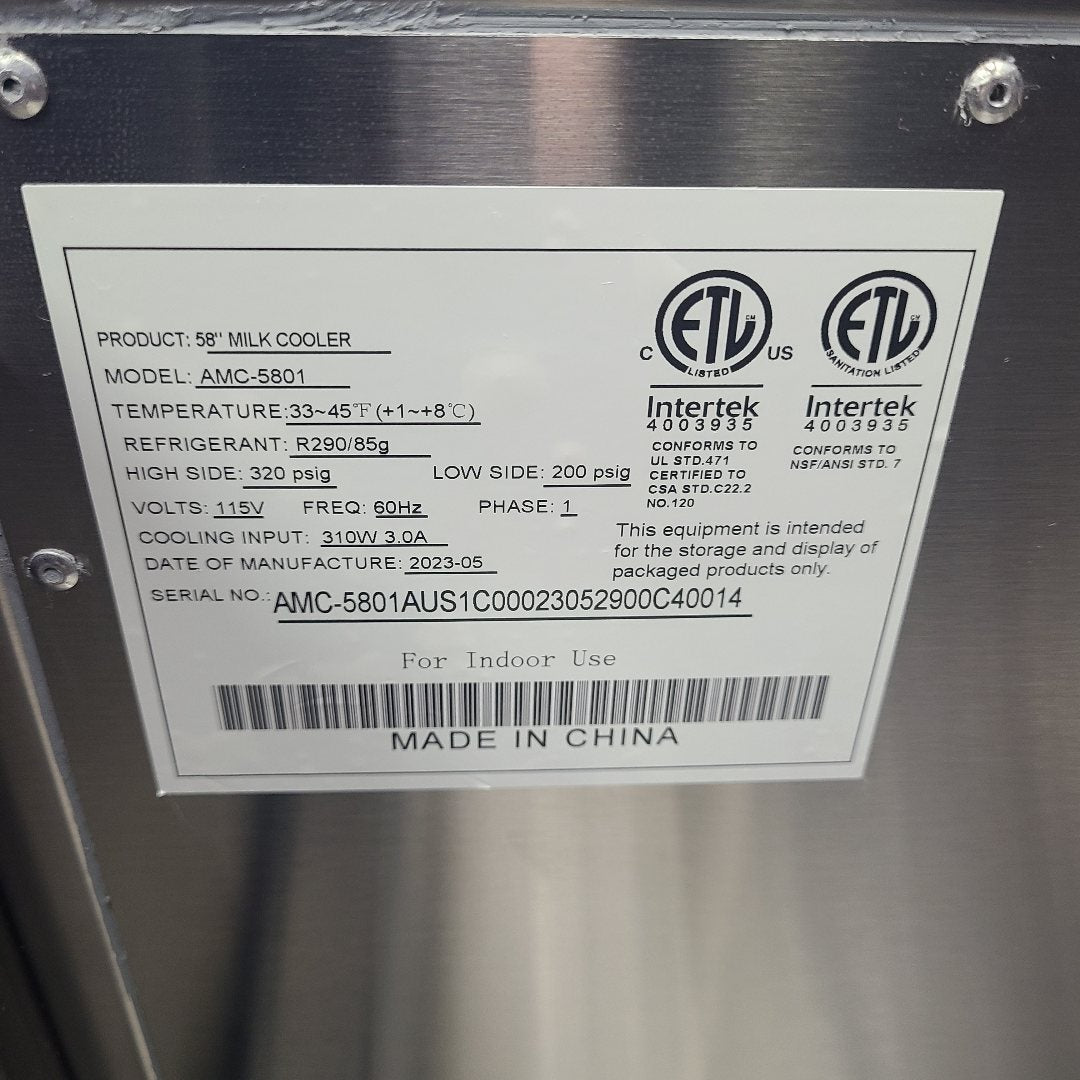 Atosa AMC-5801 58" Single Sided Forced Air Milk Cooler (Scratch & Dent 0014)