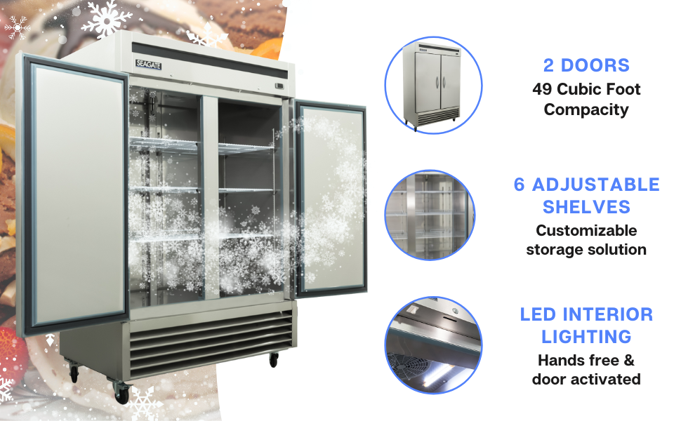 SEAGATE SB54F 2 Door Bottom Mount Reach-In Freezer | 49 Cu. Ft.