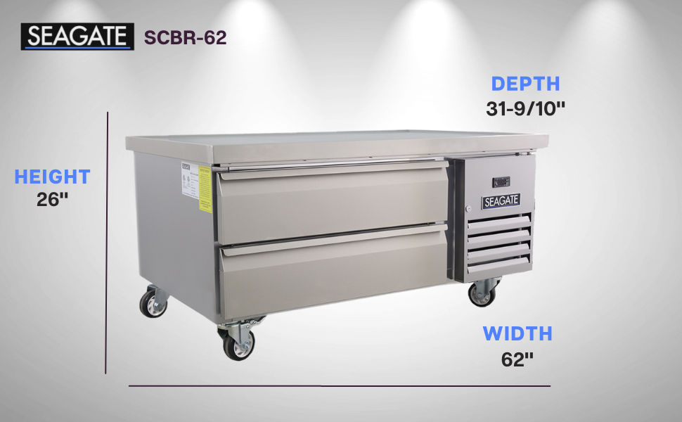 SEAGATE SCBR-62 62" 2-Drawer Refrigerated Chef Base | 8.7 Cu. Ft.