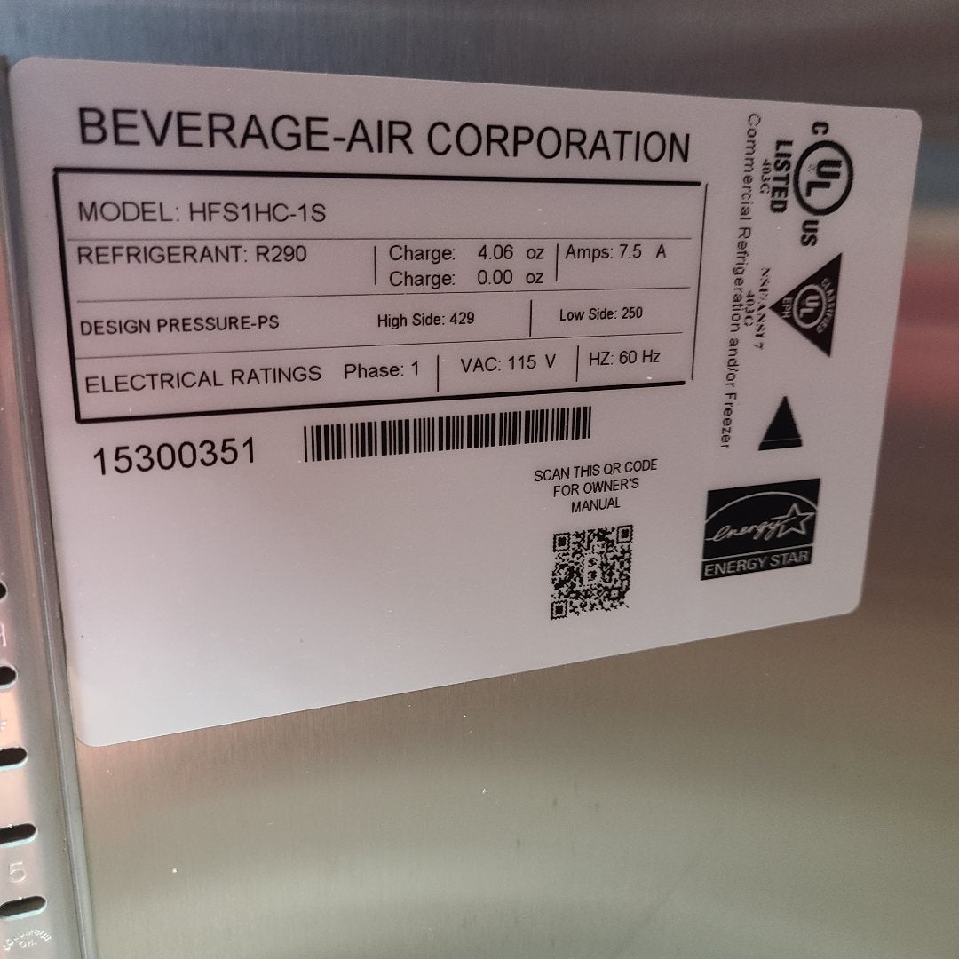 Beverage Air HFS1HC-1S 26" One Door Reach-In Freezer (Scratch & Dent 0351)