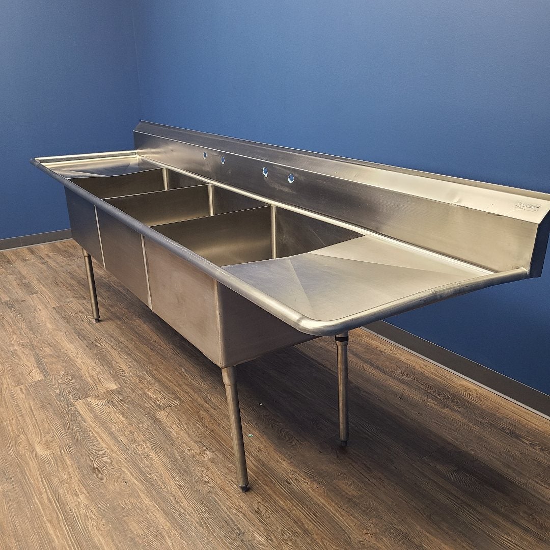 BK Resources BKS-3-24-14-24T 3 Compartment Sink w/ Drainboards (Scratch & Dent 3)