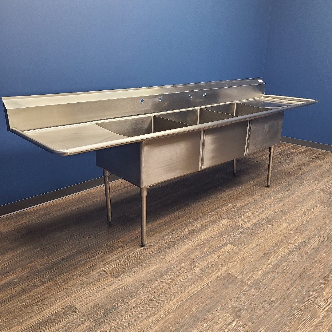 BK Resources BKS-3-24-14-24T 3 Compartment Sink w/ Drainboards (Scratch & Dent 3)
