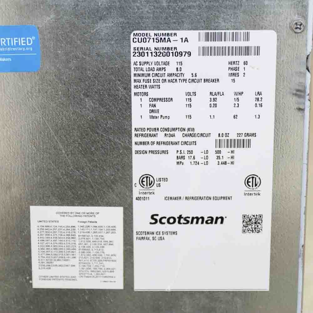 Scotsman CU0715MA-1 Air Cooled Undercounter Ice Machine (Scratch & Dent 0979)