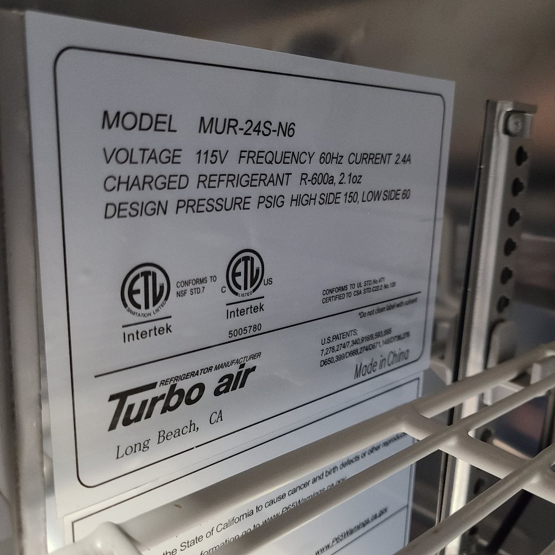 Turbo Air MUR-24S-N6 M3 One Door Undercounter Refrigerator (Scratch & Dent Y058)