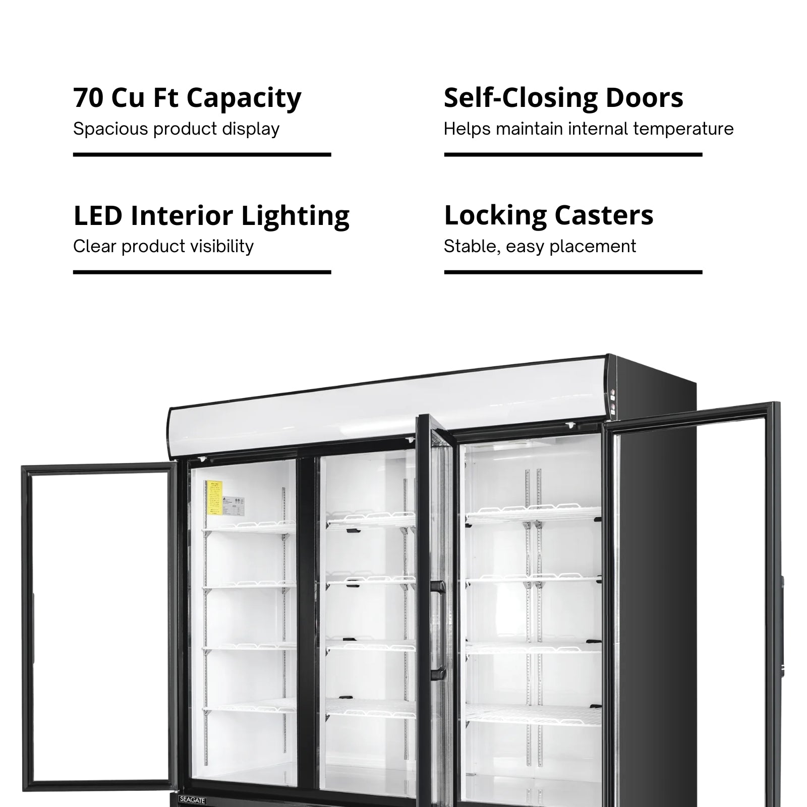 SEAGATE Commercial Products S70GDM Refrigerator, Merchandiser