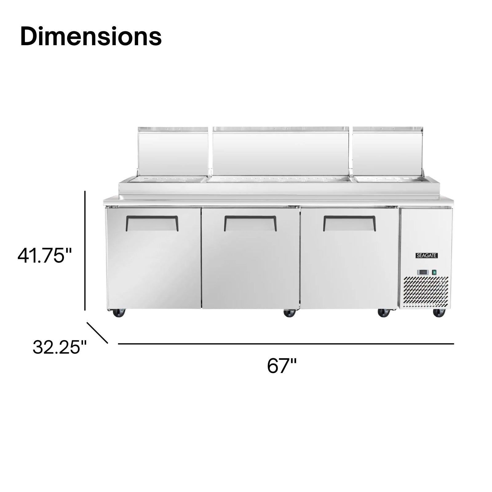 SEAGATE Commercial Products SP93 Refrigerated Counter, Pizza Prep Table