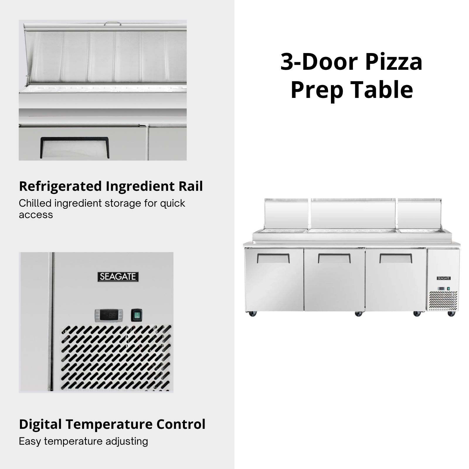 SEAGATE Commercial Products SP93 Refrigerated Counter, Pizza Prep Table