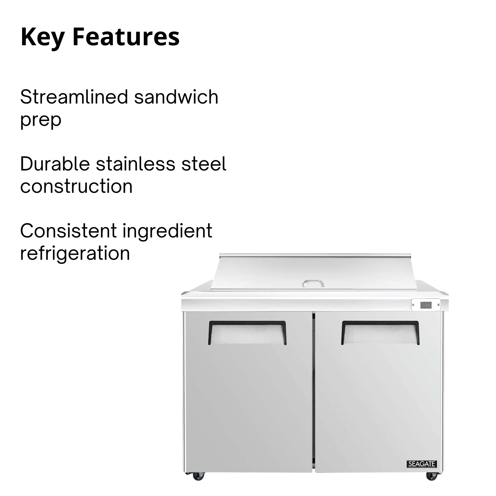 SEAGATE Commercial Products SSP48-12 Refrigerated Counter, Sandwich / Salad Unit