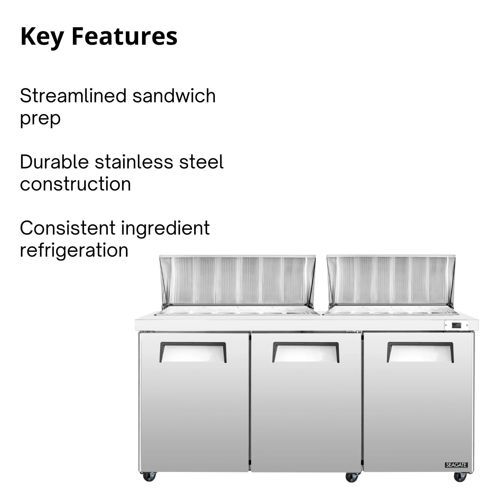 SEAGATE Commercial Products SSP72-30M Refrigerated Counter, Mega Top Sandwich / Salad Unit