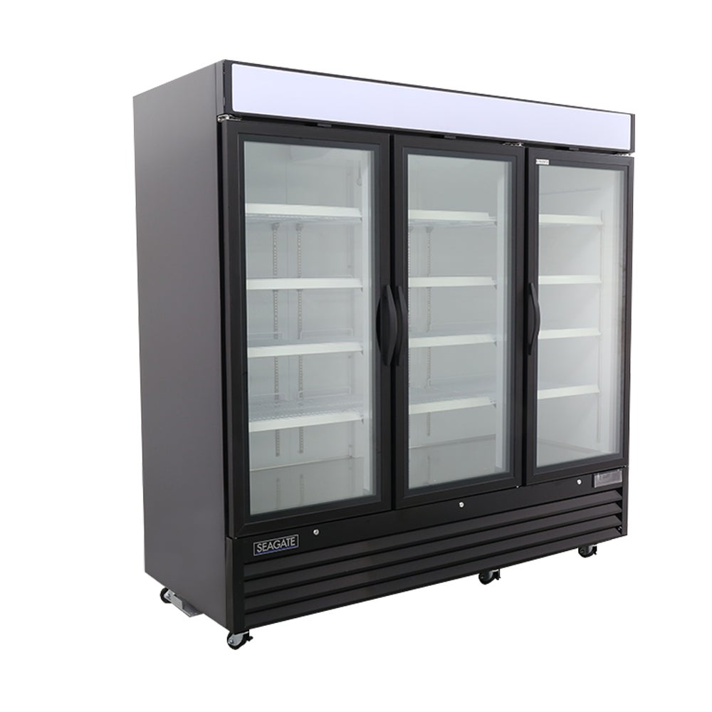 SEAGATE SGM-72 3-Glass Swing Door Black Merchandiser Refrigerator | 73 Cu. Ft.
