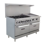SEAGATE SGR-6B-24MG-60 60" Gas Range w/ 6-Burners, 24" Griddle, 2 Standard Ovens | 306,000 BTU