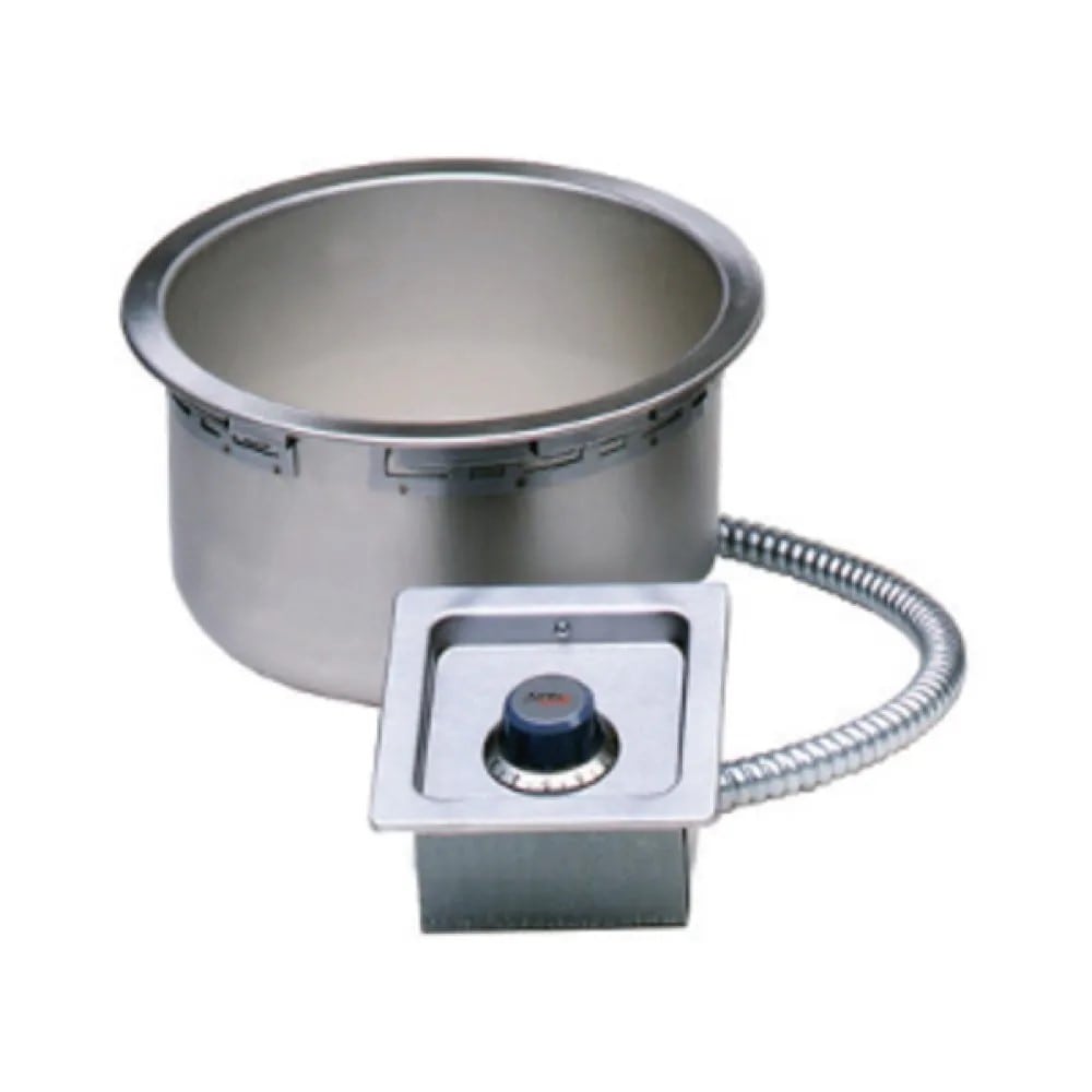 APW Wyott SM-50-7DS 7 Qt. Electric Round Drop-In Hot Food Well w/ Drain | 10-1/16" Dia.