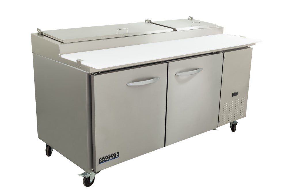 SEAGATE SPP71 71" 2 Door Refrigerated Pizza Prep Table | (9) 1/3 Pan