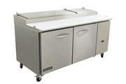 SEAGATE SPP71 71" 2 Door Refrigerated Pizza Prep Table | (9) 1/3 Pan