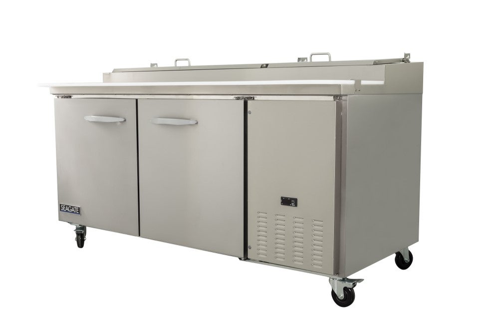 SEAGATE SPP71 71" 2 Door Refrigerated Pizza Prep Table | (9) 1/3 Pan