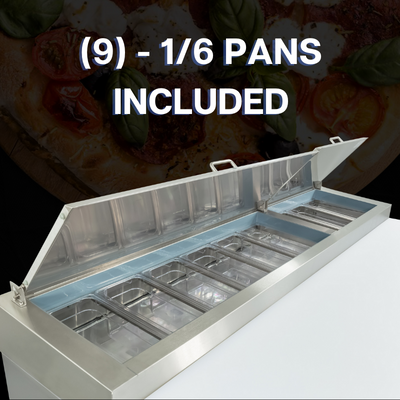 SEAGATE SPP71 71" 2 Door Refrigerated Pizza Prep Table | (9) 1/3 Pan
