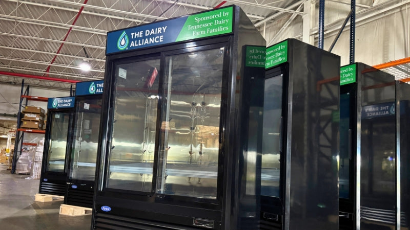 The Dairy Alliance wrap on Atosa merchandiser refrigerators