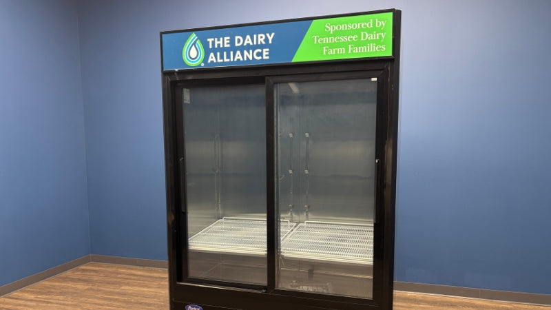 The Dairy Alliance wrap on Atosa merchandiser refrigerator