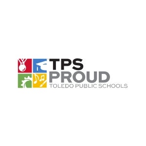 Logo of Toledo Public Schools with colorful elements on a white background
