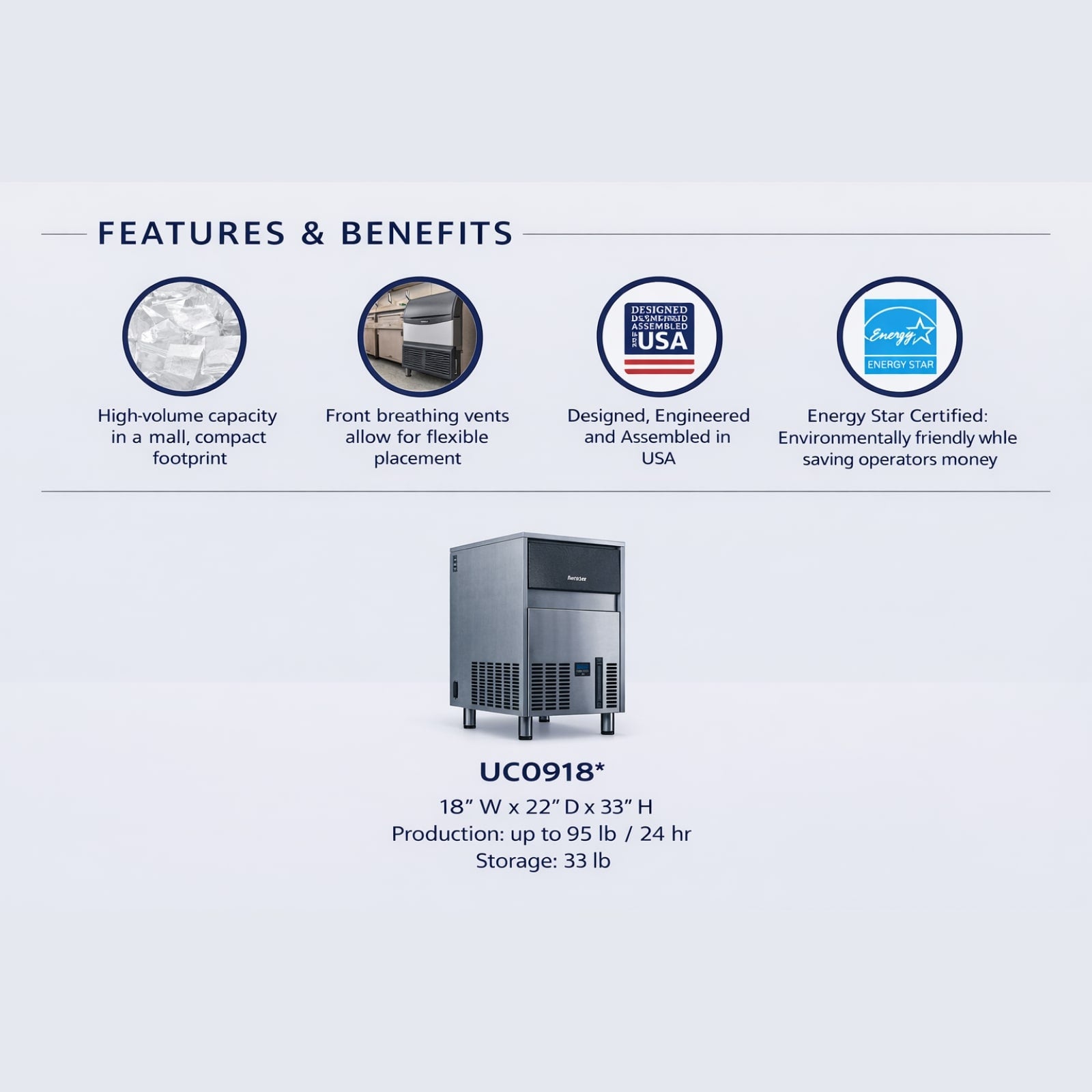 Scotsman UC0918GAX-1 Ice Maker with Bin, Cube-Style