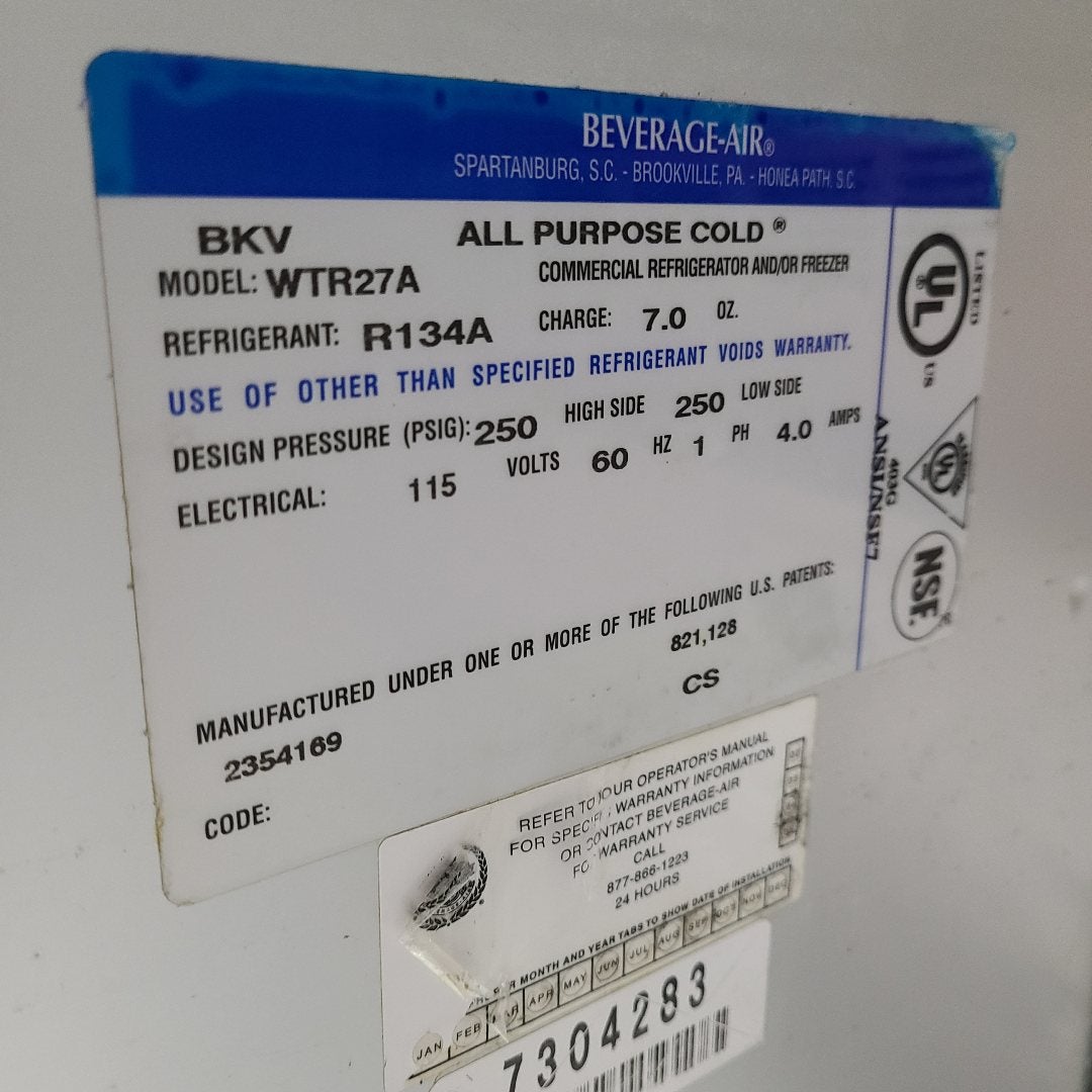 Used Beverage-Air WTR27A 27" Worktop Refrigerator | Stock No. 1022333